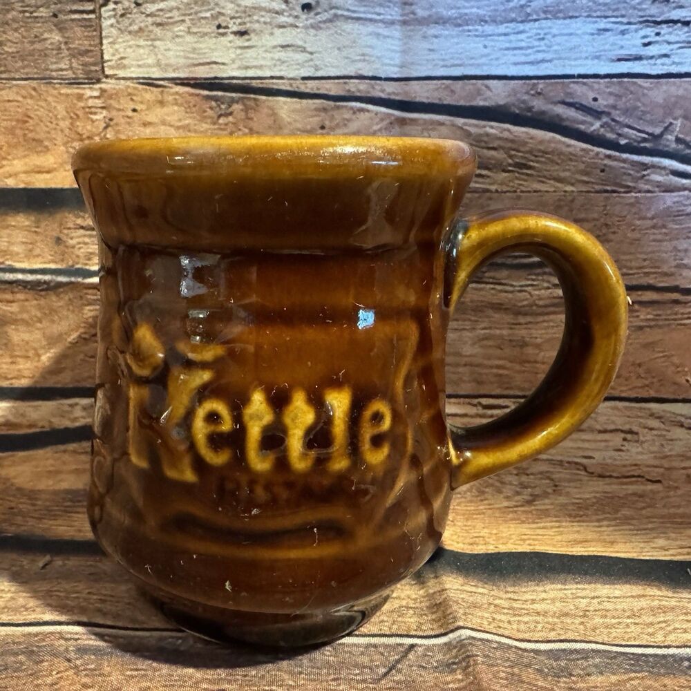 Vtg Kettle Restaurant Coffee Mug DCC USA Brown Glazed Diner Ware Heavy Pottery